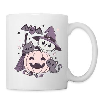 Halloween Kawaii Design Cats Bat Pumpkin - Mug - white - Right