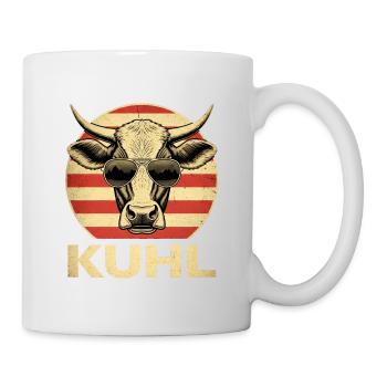 Cool bull head with sunglasses - Mug - white - Right