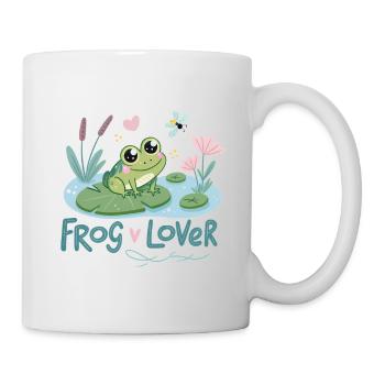 Grenouille mignonne avec motif lotus et fleur - Mug blanc - blanc - Droite