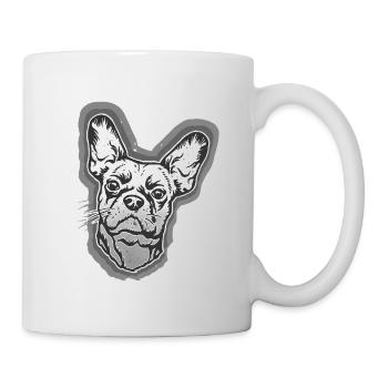 Französische Bulldogge - Tasse - Weiß - Rechts