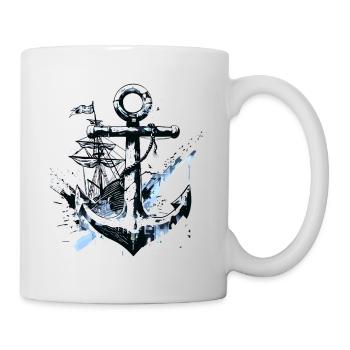 anchor ship sailing ship art sailor seaman - Mug - white - Right