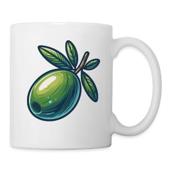 Stilisiertes, leuchtendes Olivgrün - Tasse - Weiß - Rechts