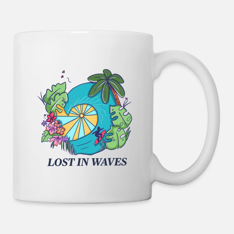 Lost in Waves – Tropical Surf Vibes Design - Tasse - Weiß