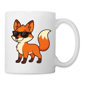Lustiger Fuchs mit Sonnenbrille - Tasse - Weiß - Rechts