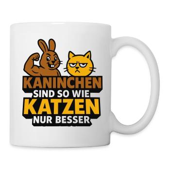 Motif humoristique lapin et chat - Mug blanc - blanc - Droite