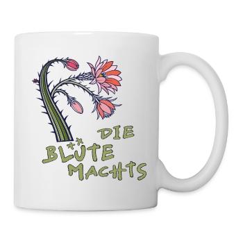 Kaktus mit Blüte und Spruch - Tasse - Weiß - Rechts