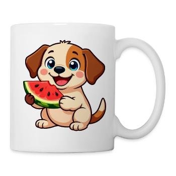 Beagle mit Melone Sommer Fruchtig Hunde Design - Tasse - Weiß - Rechts