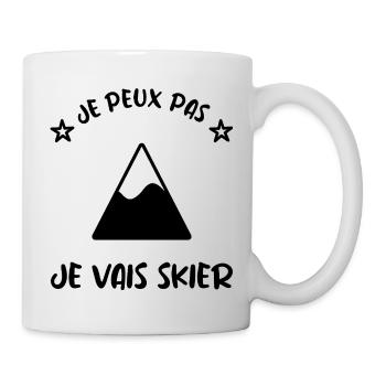 ICH KANN NICHT. SKI. SKI. SCHLÄGER. SCHNEE. SNOWBOARDEN - Tasse - Weiß - Rechts