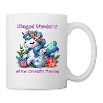 Himmlischer Garten Geflügeltes Einhorn - Tasse - Weiß - Rechts