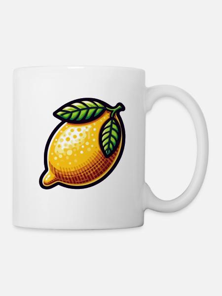 Zitrone Kunst Illustration - Tasse - Weiß