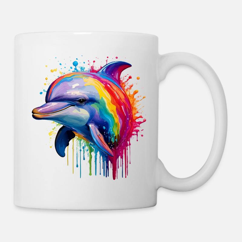 Impression d’art dauphin coloré - Mug blanc - blanc