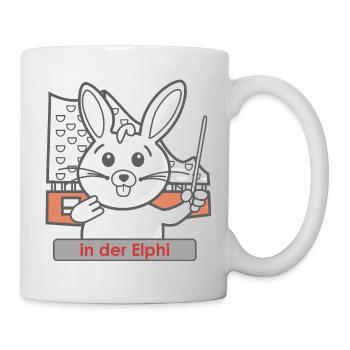 Cartoon Hase als Dirigent in der Philharmonie - Tasse - Weiß - Rechts