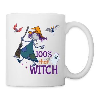 Halloween Hexe - Tasse - Weiß - Rechts