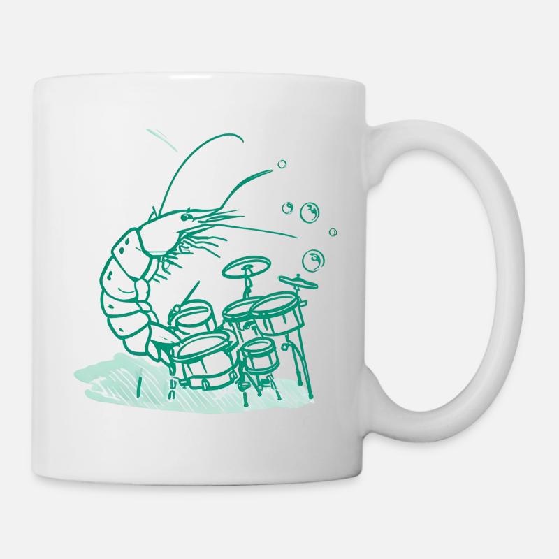Schlagzeug Lustiger Shrimp Musik Geschenk - Tasse - Weiß