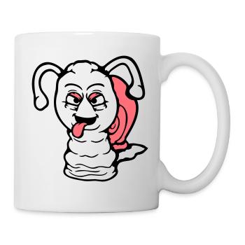 Schnecke frech Zunge rausstrecken böse klein cool - Tasse - Weiß - Rechts