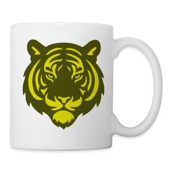 Tiger Kopf  Silhouette - Tasse - Weiß - Rechts