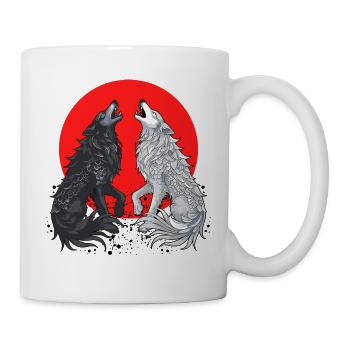 Loup Dragon Noir et Gris - Mug blanc - blanc - Droite