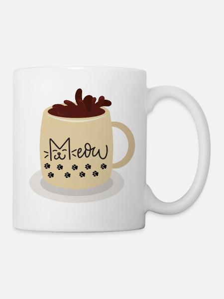 Cat Face Becher mit Pfotenabdrücken - Tasse - Weiß