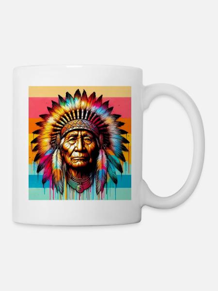 Amerikanisch, Indianer, Amerikaner - Tasse - Weiß