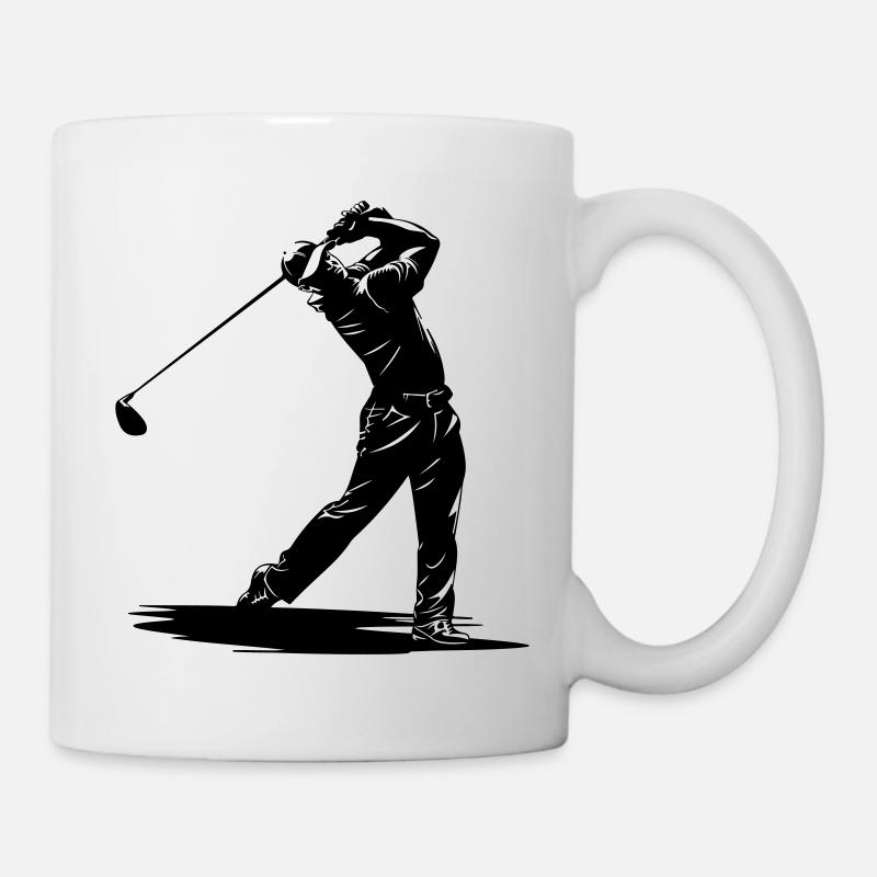 Silhouette de swing de golfeur - Mug blanc - blanc