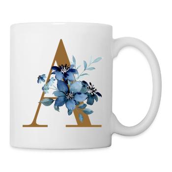 Floral A – Golden Letter with Flowers - Mug - white - Right