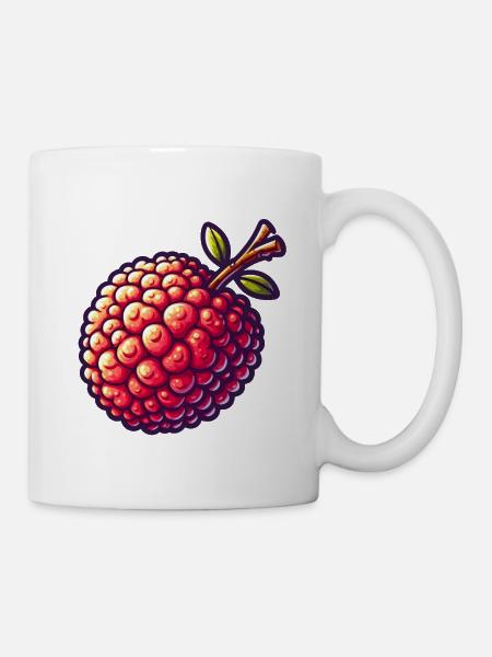 Litschi Pop Art Rot - Tasse - Weiß