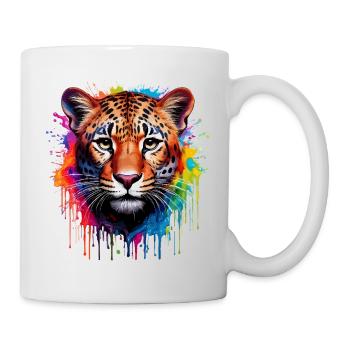 Leopard Color Explosion Watercolor Painting - Mug - white - Right