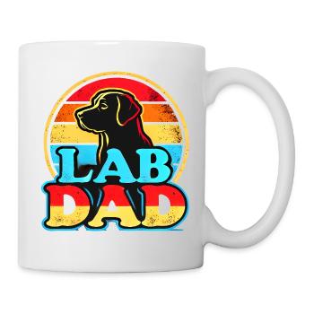 Retro Lab Papa, Labrador Hund Papa - Tasse - Weiß - Rechts