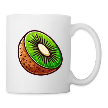 Grün und Braun Cartoon Sparkle Kiwi - Tasse - Weiß - Rechts