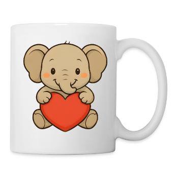 Elefant mit Herz - Tasse - Weiß - Rechts