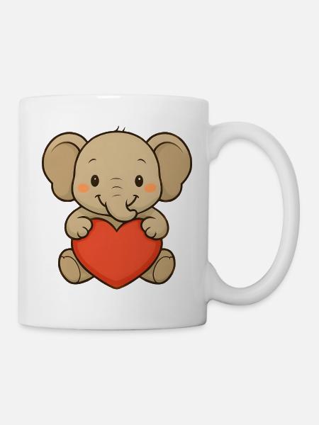 Elefant mit Herz - Tasse - Weiß