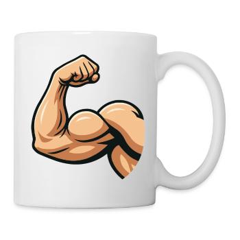 Starker Bizeps Illustration - Tasse - Weiß - Rechts