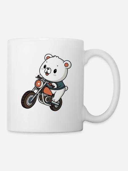 Abenteurer Biker Bär - Tasse - Weiß