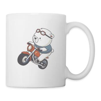 Vintage-Cartoon-Motorradpiloten-Bärenjunge - Tasse - Weiß - Rechts
