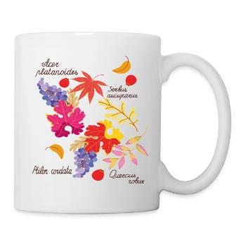 Herbstlaub und Trauben  - Tasse - Weiß - Rechts