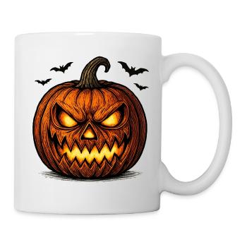 Spooky Pumpkin with Bats Halloween Shirt - Mug - white - Right