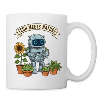 Tech meets nature robot gardener - Mug - white - Right