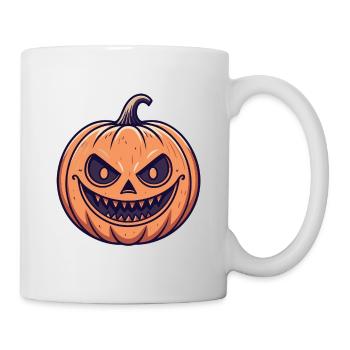Böser Kürbis mit finsterem Lächeln - Tasse - Weiß - Rechts