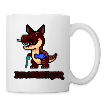 DinoMIAUrier - Pixel Art Dinosaurier als Katze! 🐈 - Tasse - Weiß - Rechts