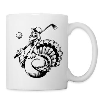 Turkey Playing Golf Thanksgiving - Mug - white - Right