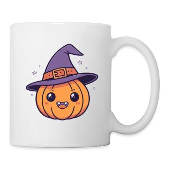 Glückliche Hexe Kürbis - Tasse - Weiß - Rechts