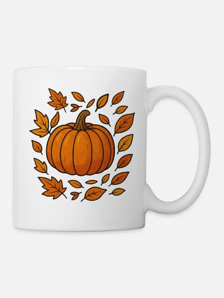 Herbstlicher Kürbiskranz - Tasse - Weiß