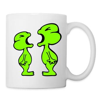 2 Frösche schreien sich wütend an lustig streiten - Tasse - Weiß - Rechts