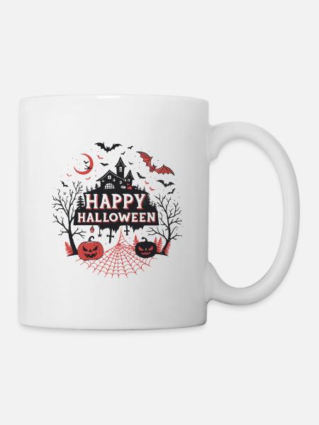 Dunkle Nacht Halloween Schloss - Tasse - Weiß