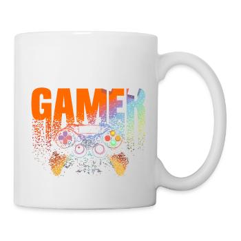 Level 14 Gamer Regenbogen Controller 14 Jahre - Tasse - Weiß - Rechts