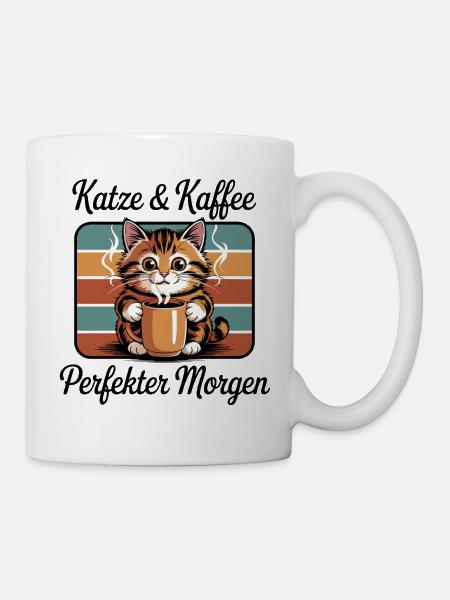 Katzenkaffee Retro Kaffeepause - Tasse - Weiß