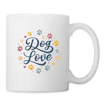 Hund Liebe Fußabdrücke und Herz - Tasse - Weiß - Rechts