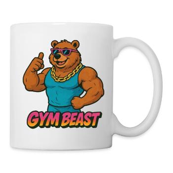 Gym Beast Bear Muscle Hero in Tank Top - Mug - white - Right
