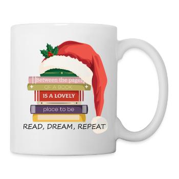 Livre Stack avec chapeau de Noël - Mug blanc - blanc - Droite