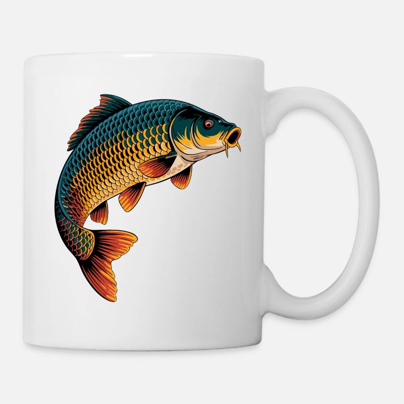 Springender Karpfen  - Tasse - Weiß